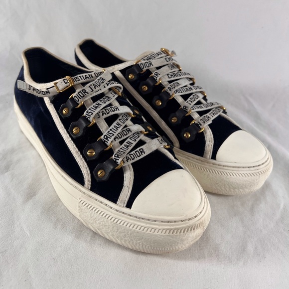 CHRISTIAN DIOR Navy Blue Walk'N'Dio Logo Trainers Made in Italy Marked as 37-7US - Picture 4 of 16